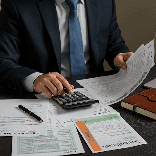 Финансовый специалист анализирует армянские документы об освобождении от налога на некоммерческие организации и калькулятор, показывающий экономию