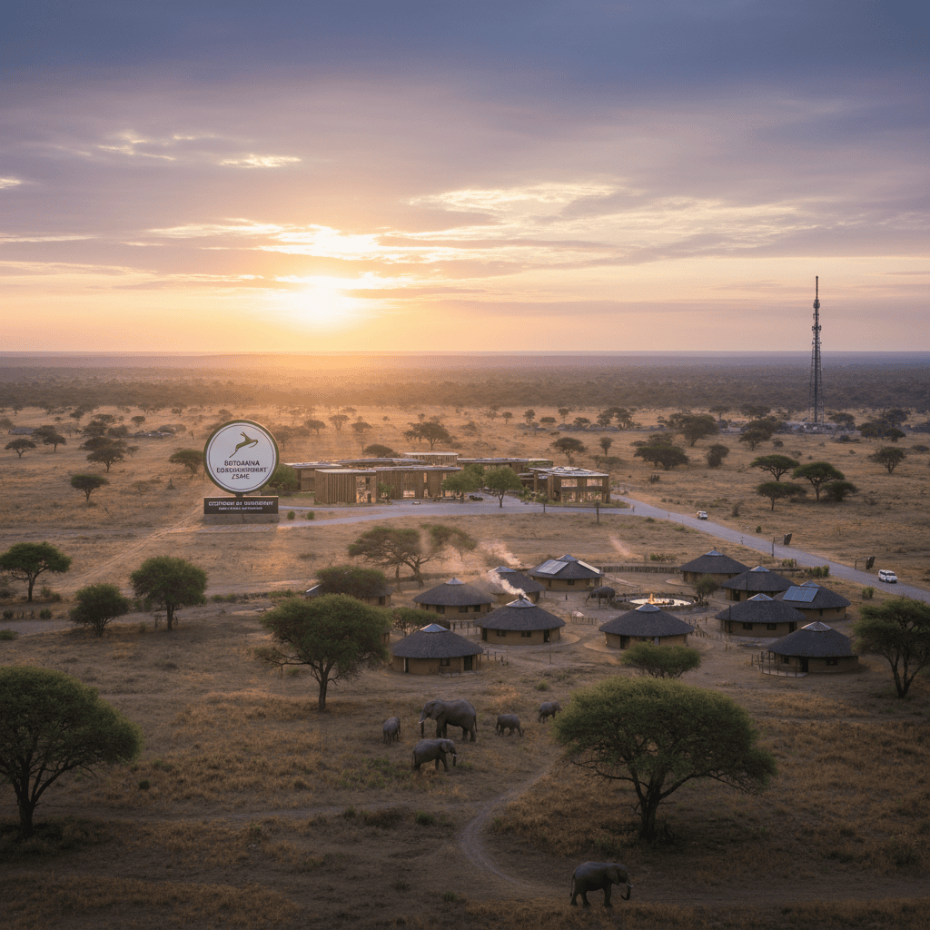Majestic Botswana landscape highlighting savannah and traditional villages.