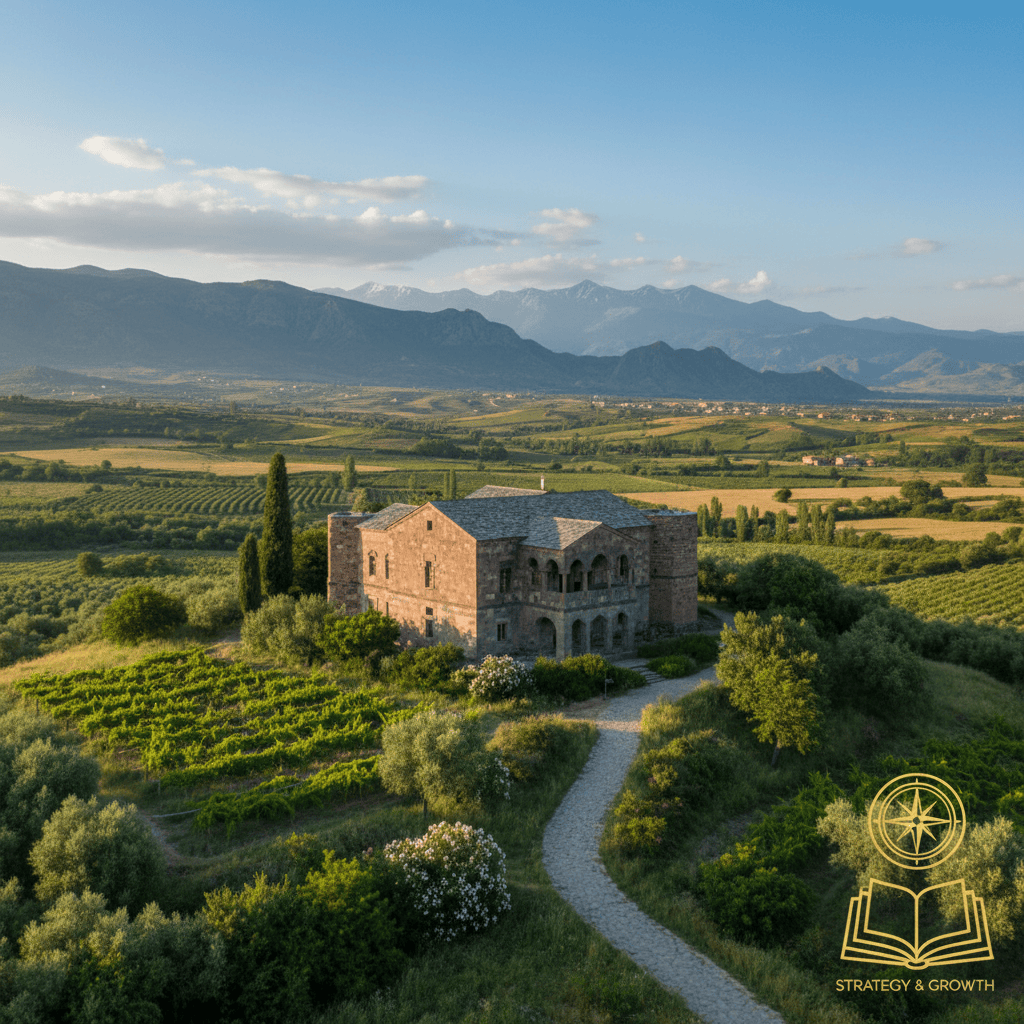 Traditional Armenian home in a peaceful countryside setting.