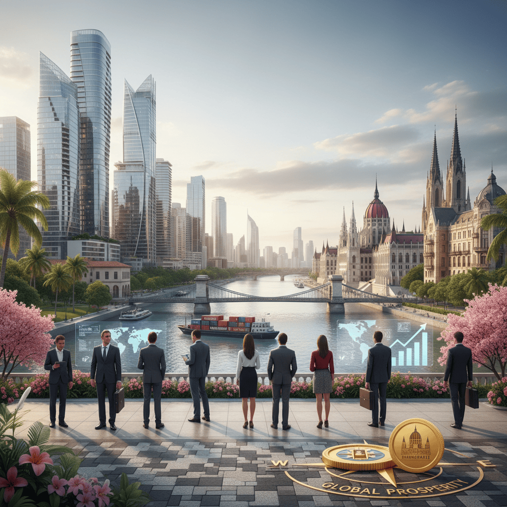 مشهد حضري هادئ يظهر العمارة الحديثة والتاريخية، ويمثل فرص الاستثمار.