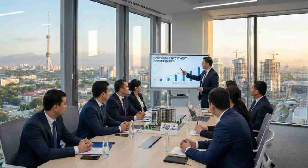 商业人士正在讨论投资建设一座可以俯瞰塔什干天际线的现代化办公楼。