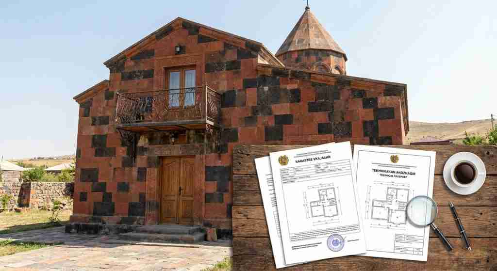 桌上摆放着亚美尼亚房地产文件，代表着房产尽职调查。