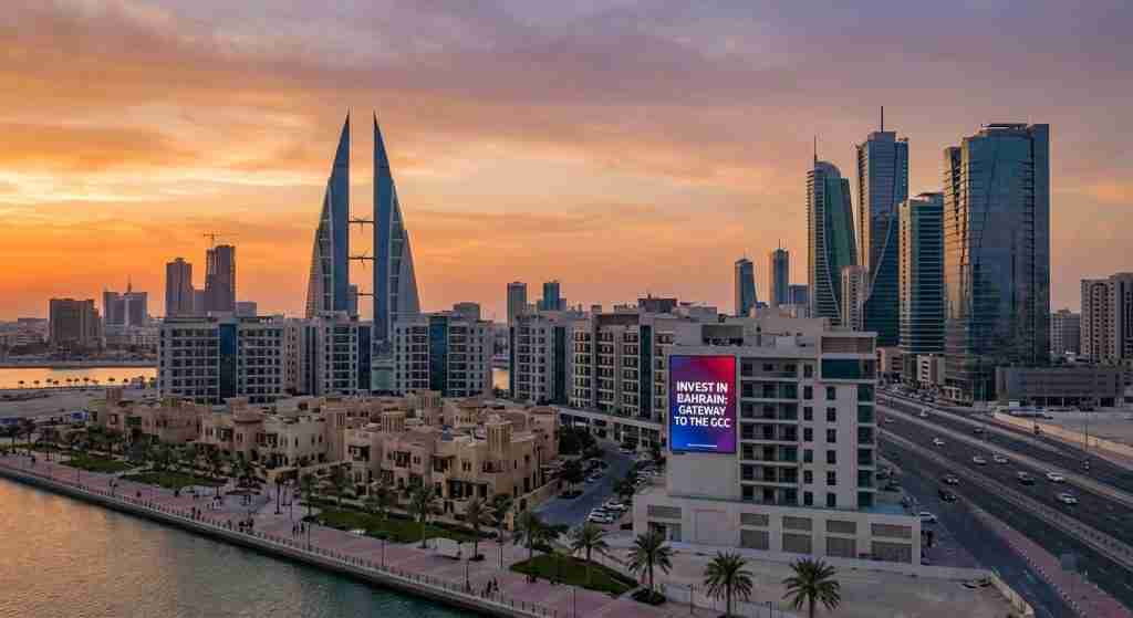 Bahrain skyline featuring modern architecture and residential developments.