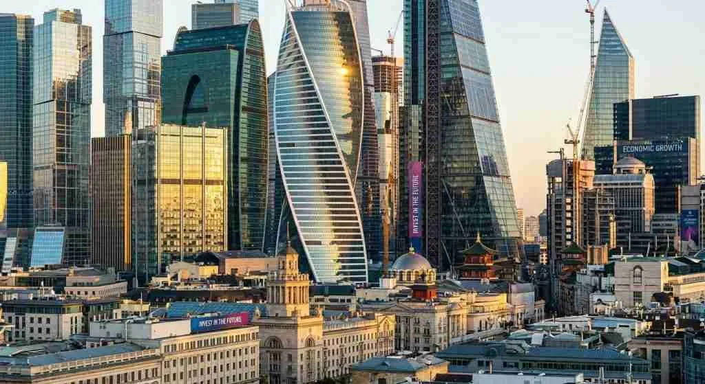 Modern city skyline with traditional and contemporary architecture in Armenia.