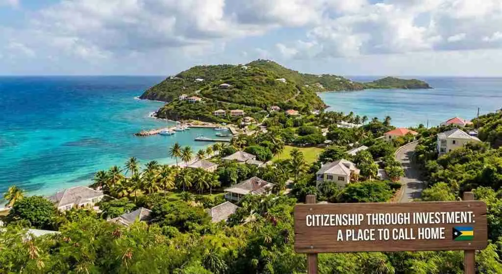 Живописные карибские пейзажи с пышной зеленью и прибрежными водами.