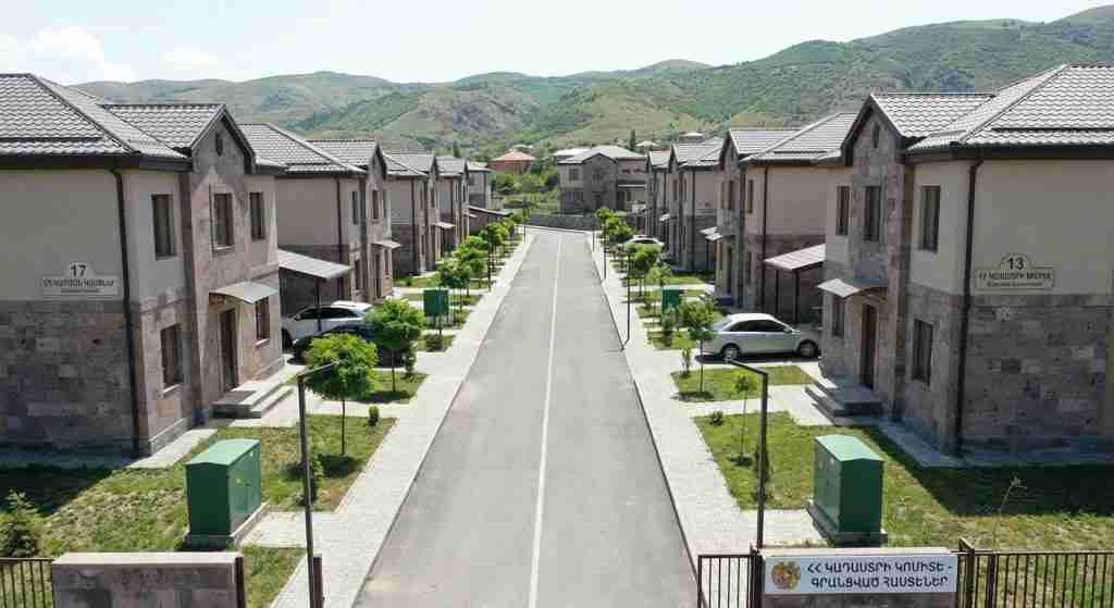 Residential area in Armenia with distinct streets and houses.