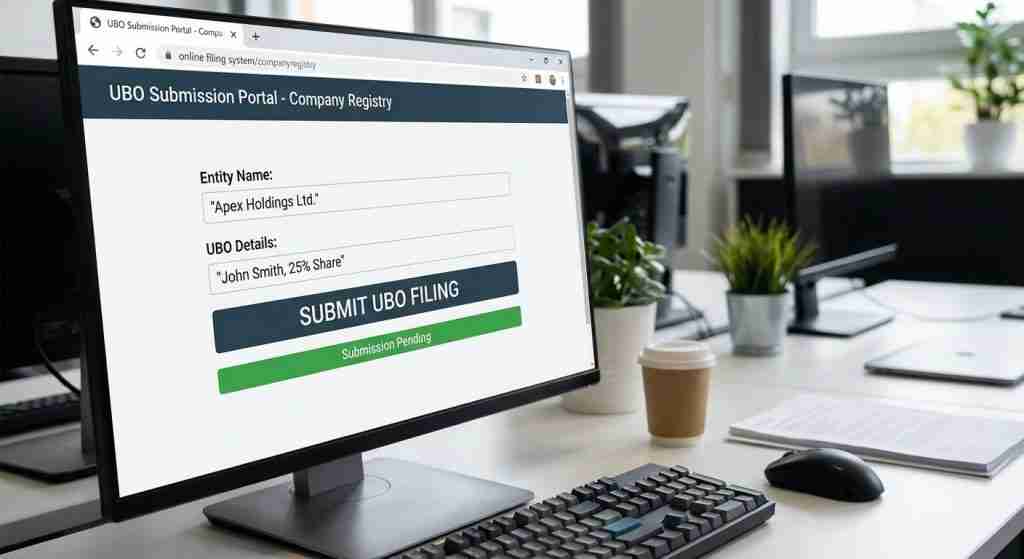 A computer screen showcasing an online filing system for document submission in a professional setting.