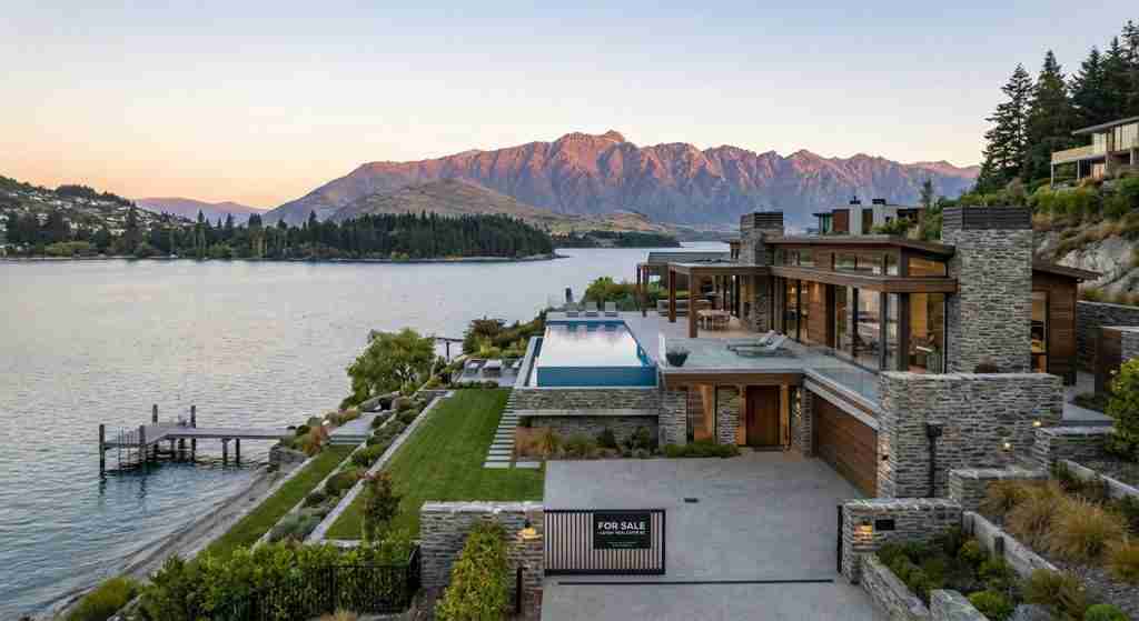Luxurious residential property in New Zealand with scenic surroundings.